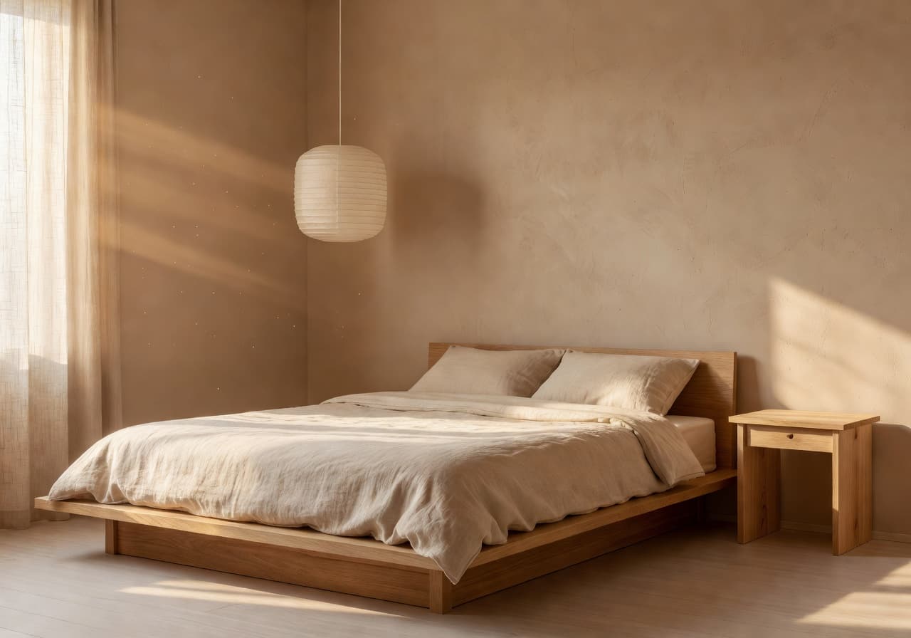 AI で寝室を和モダン×ジャパンディに模様替えした例