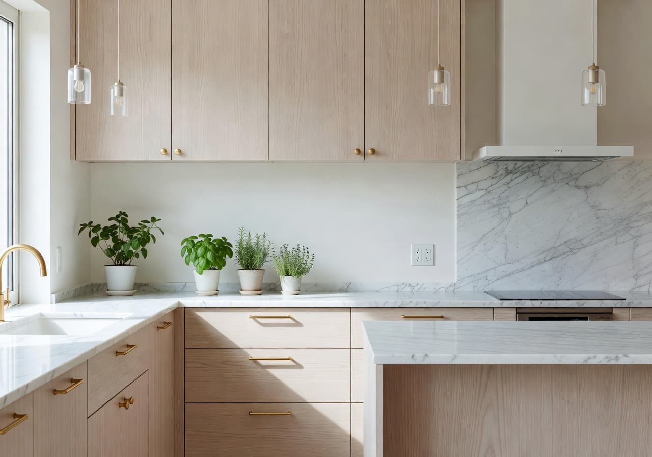 AI でナチュラルスタイルにデザインされたキッチン