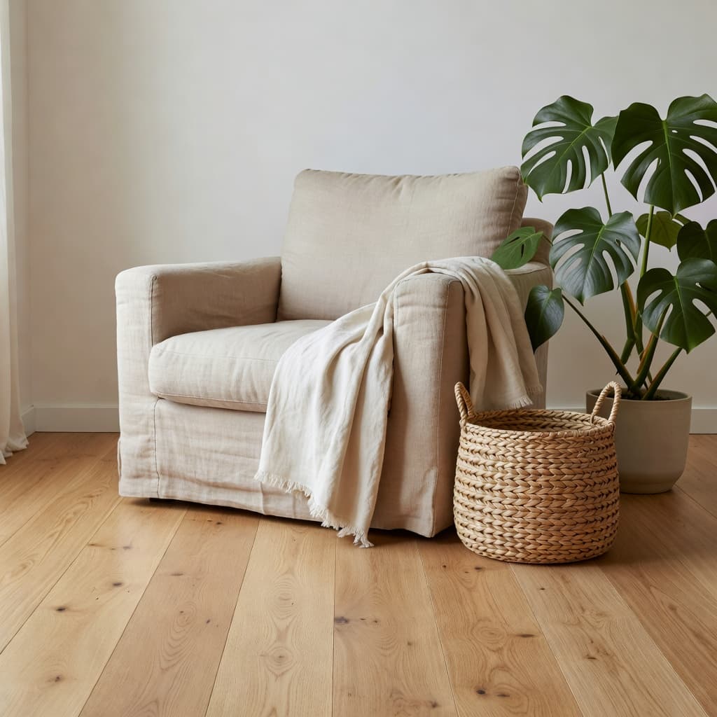 AI で生成したナチュラルインテリアのリビング